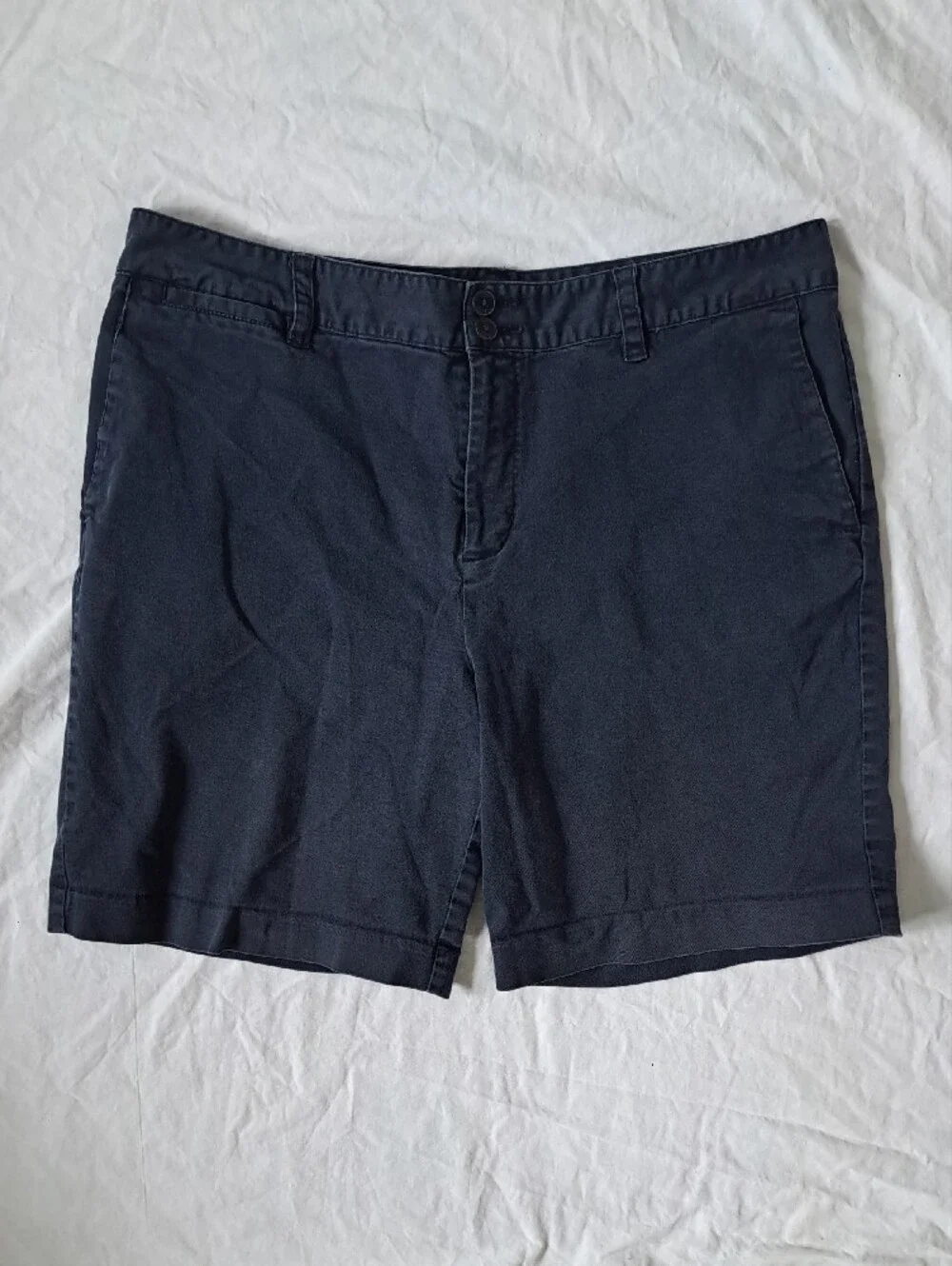 Chaps Womens Dark Navy Blue Bermuda Shorts 14 Petite Classic Tailored Chic